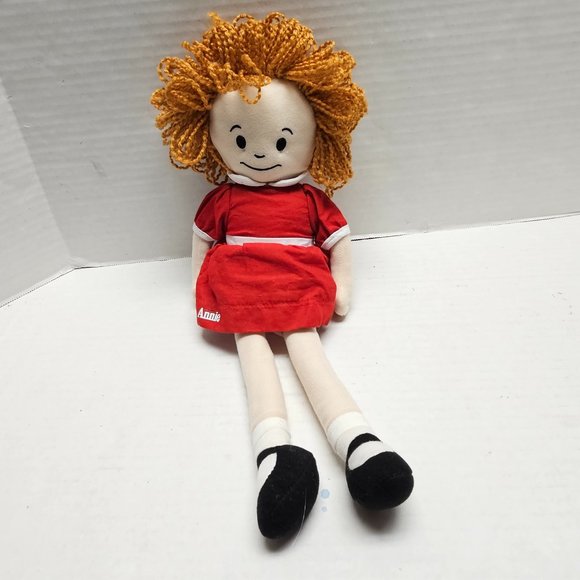 Raggedy Doll The Musical Annie Soft Plush Orange Yarn Hair Red Dress 15" - Picture 1 of 10